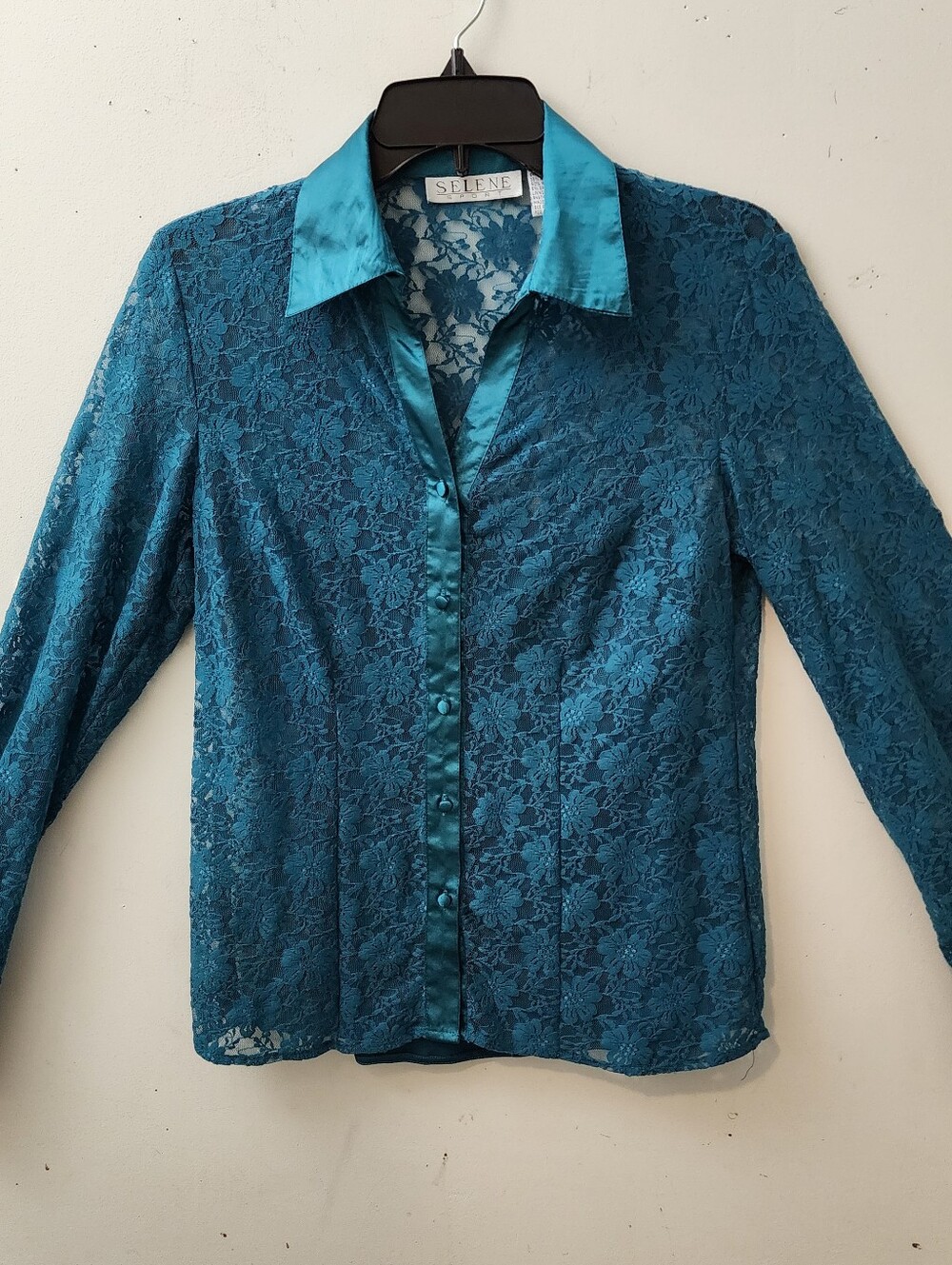 Selene Sport Teal Lace Blouse & Cami S Elegant Party Holidays Date Luxury